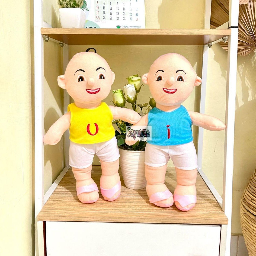 Paket 2pcs Boneka Upin Ipin Lucu Tinggi 35cm Kain Halus Mainan Anak Film Upin Dan Ipin