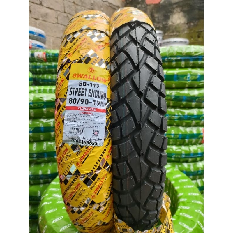 Ban tubeless swallow street enduro(double perpouse)80/90-17 free pentil 100% asli