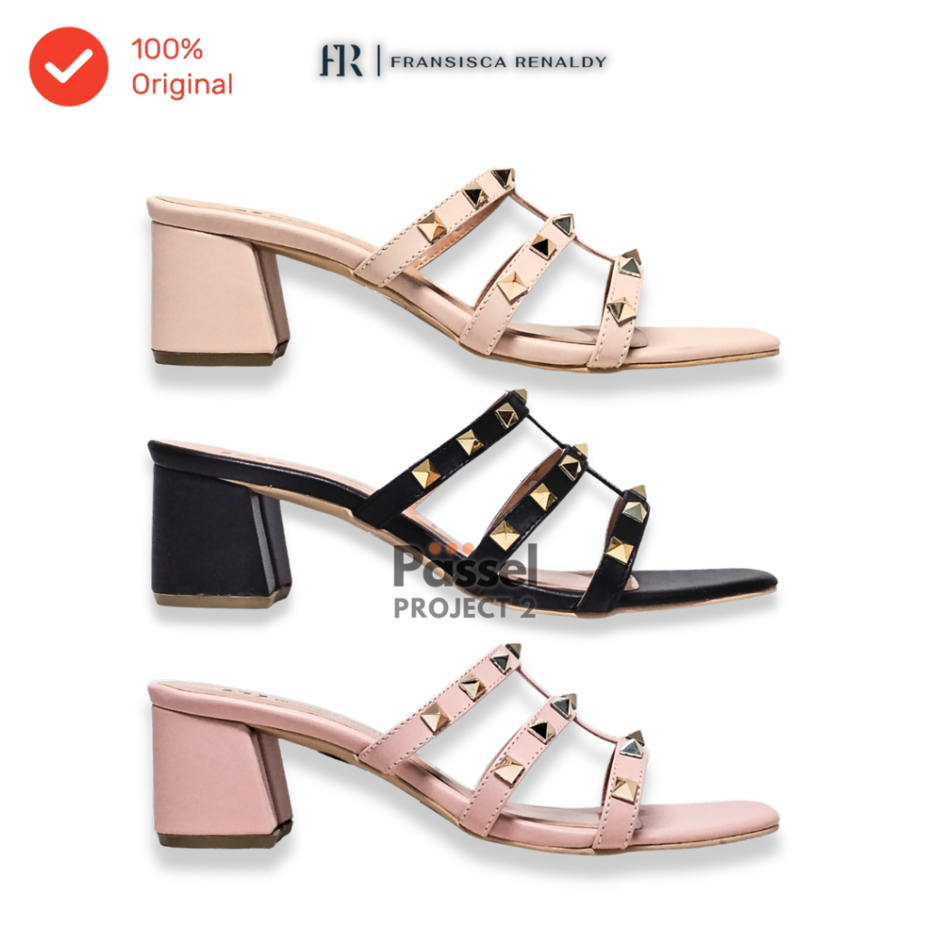 FR Shoes | Size 36-40 | Sandal Heels 5cm Wanita Rockstud L.Cordelia01 - Fransisca Renaldy