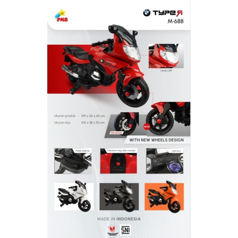 FREE PELAPIS BAN MAINAN ANAK MOTOR AKI MOTO GP TYPE R PMB M688 / M 688
