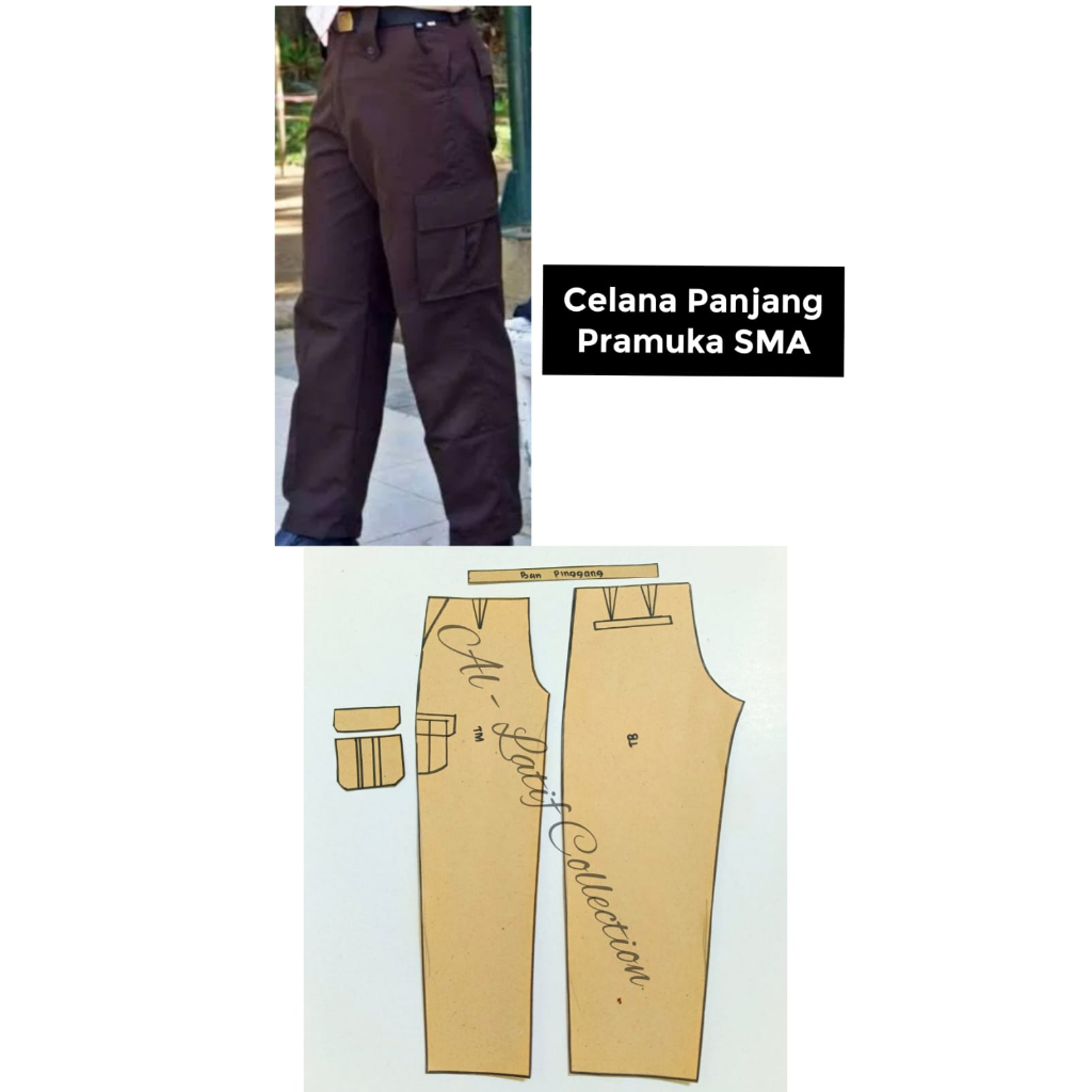 pola instan / pola jiplak CELANA PRAMUKA SMA