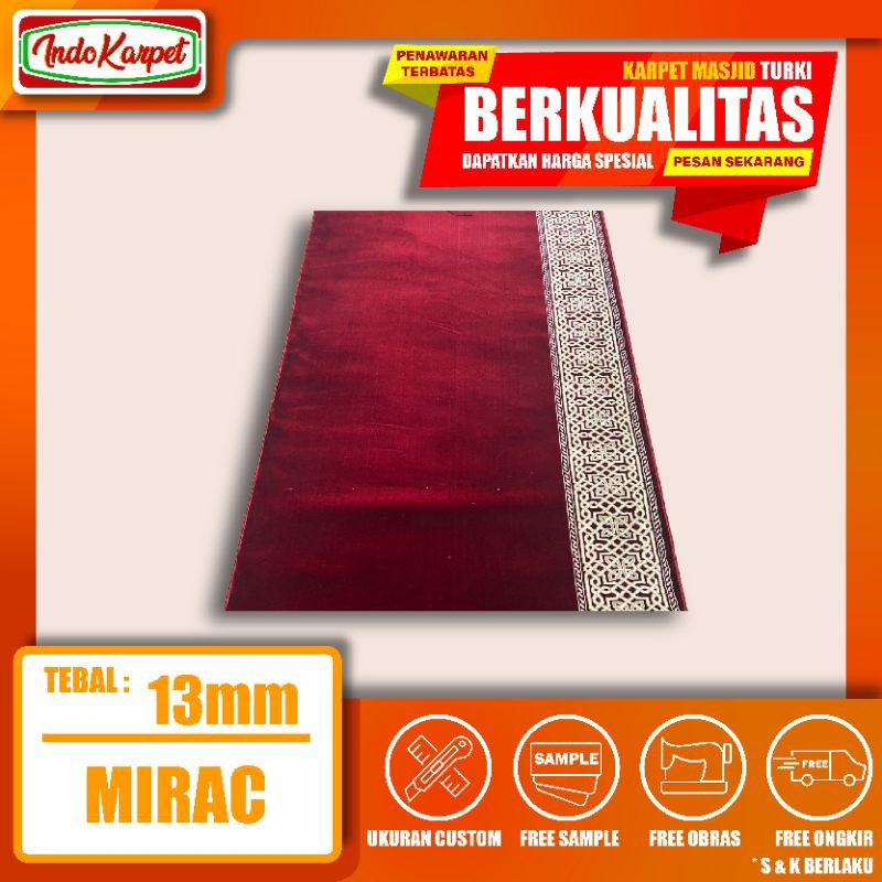 Karpet Masjid Turki Tebal 13mm Mirac Meteran / Karpet Sajadah / Karpet Mushola