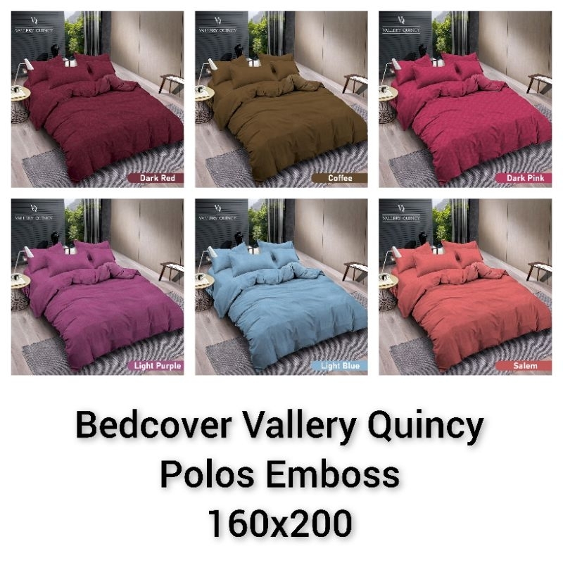 Bedcover Polos Vallery Quincy 160x200 + Sprei Fitted Tinggi 30 cm - Bedcover Vallery Quincy 160x200 