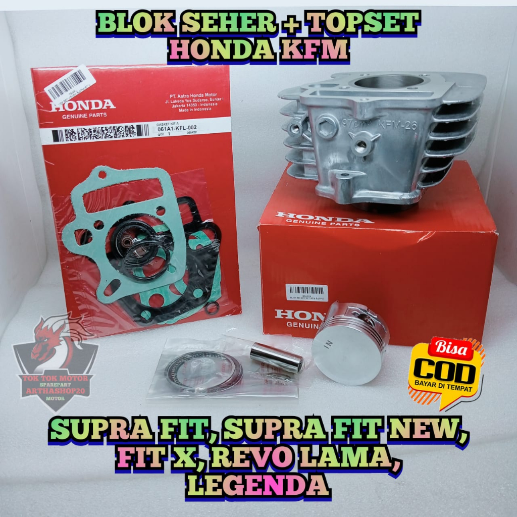 BLOK KFM + SEHER + Paking TOPSET  Motor Honda SUPRA FIT NEW , Supra Fit Lama , Supra FIT X , REVO 11