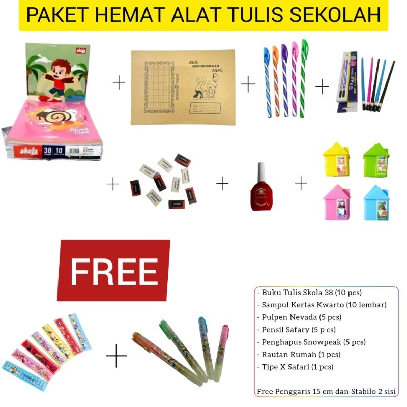 

Paket Hemat Perlengkapan Alat Tulis Sekolah + Buku Skola by Sidu