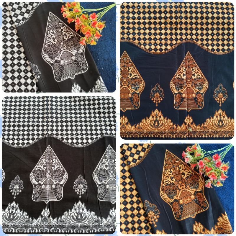 Kain jarik batik printing batik wayang catur murah sogan bahan seragam batik hitam manis sogn