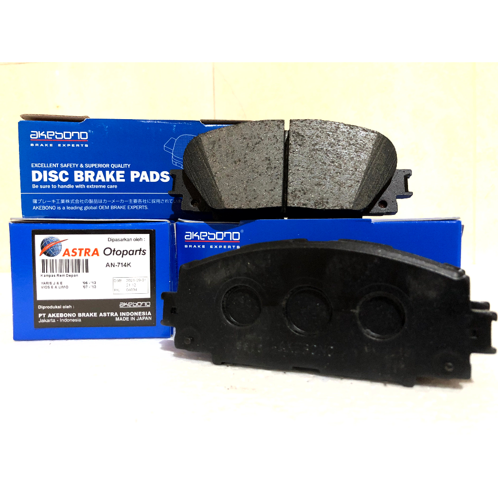 Kampas rem depan akebono PNP Yaris J & E (2006-2013), Yaris E & G (2013-Sekarang), Vios E (2007-Now)