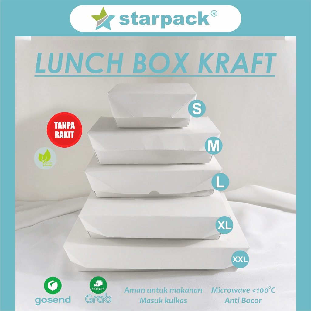 ISI 50 lunch box ivory starpack s m l xl xxl - kotak nasi - wadah nasi catering - tempat nasi kotak 
