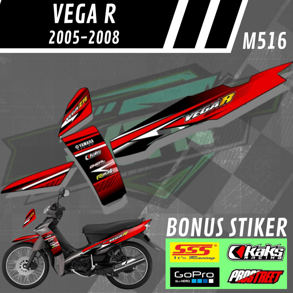 Lis Stiker Striping Yamaha Vega R Lama Old M516 Tahun 2005 2006 2007 2008 2009 List Sticker Aksesori