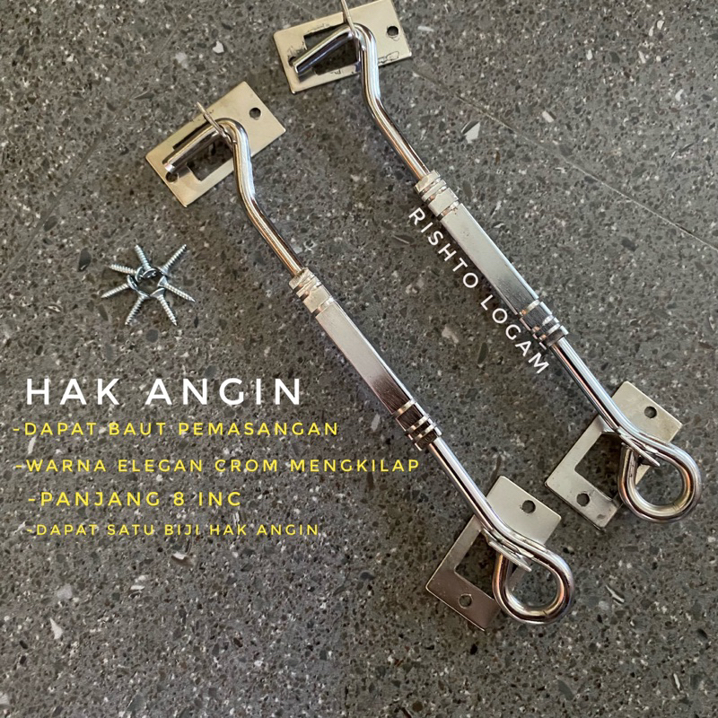 Hak angin jendela stainless / lamkar / pengait / cantolan / penahan jendela kotak besar