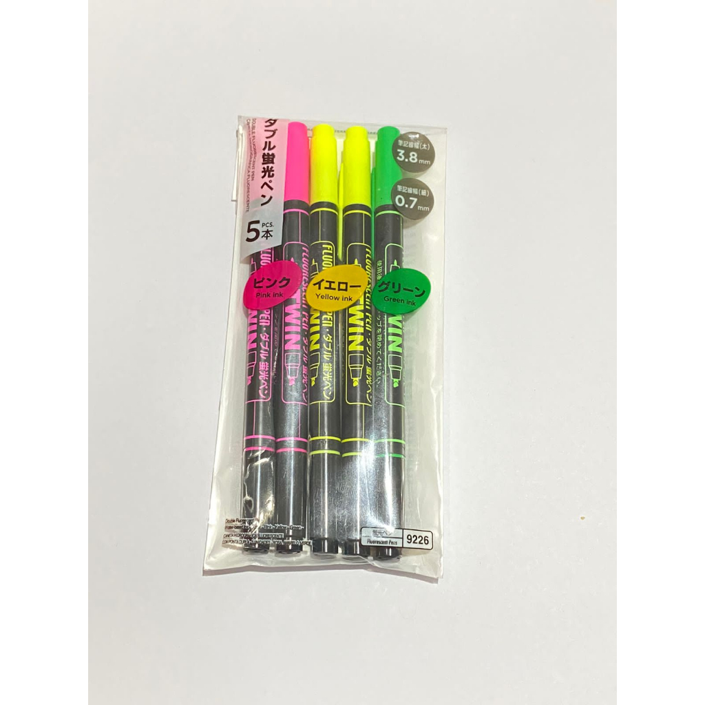 

Double Fluorescent Pen Jepang Asli isi 5 Pcs
