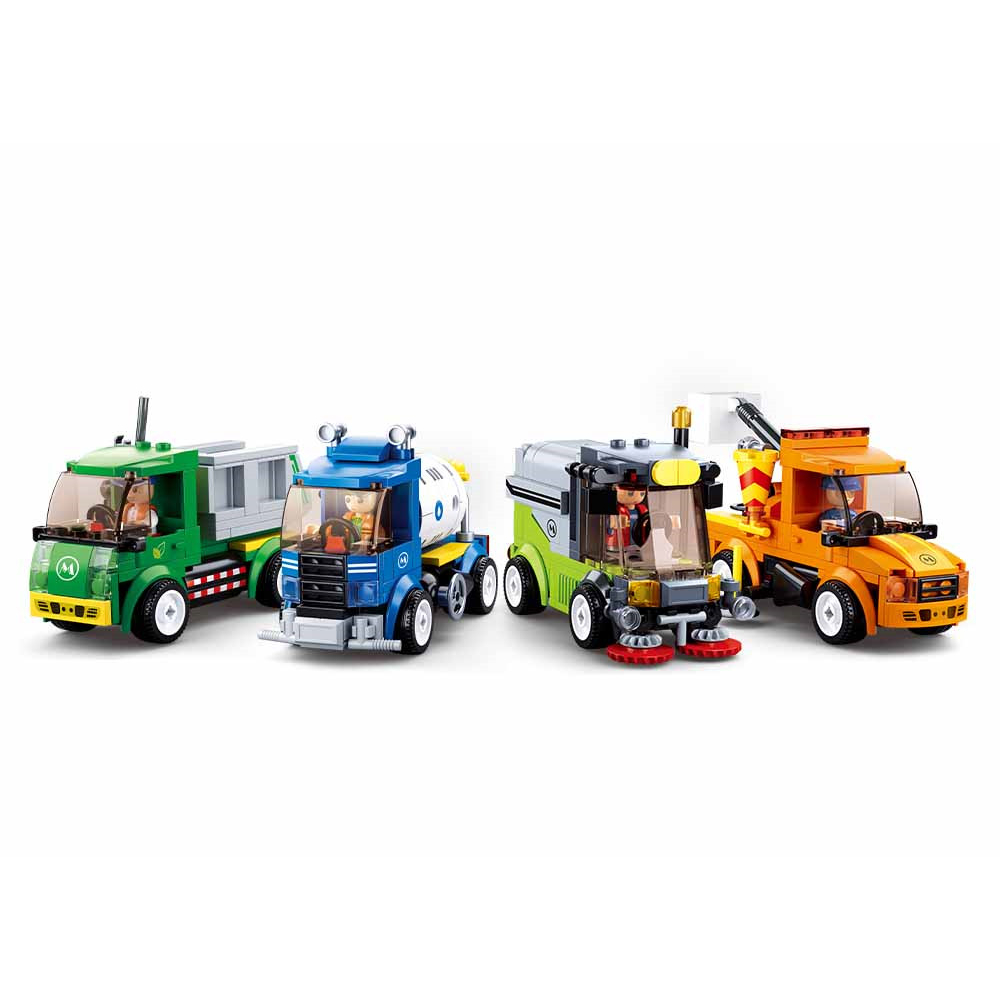 ( AS ) Mainan Anak Miniatur Kendaraan Konstruksi Lamp truck- Sewer Truck - dump truck - Road Sweeper
