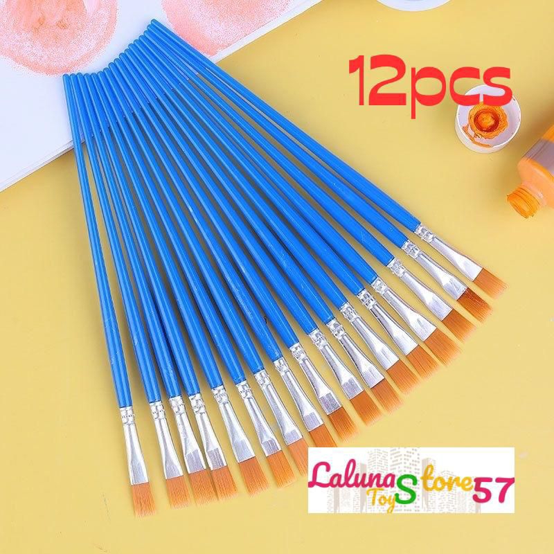 

kuas Lukis ujung Flat/lancip kualitas terbaik bulu halus bahan nylon| Kuas lukis watercolor | Kuas harga grosir kuas nylon/plastik/nilon/kuas lukis murah