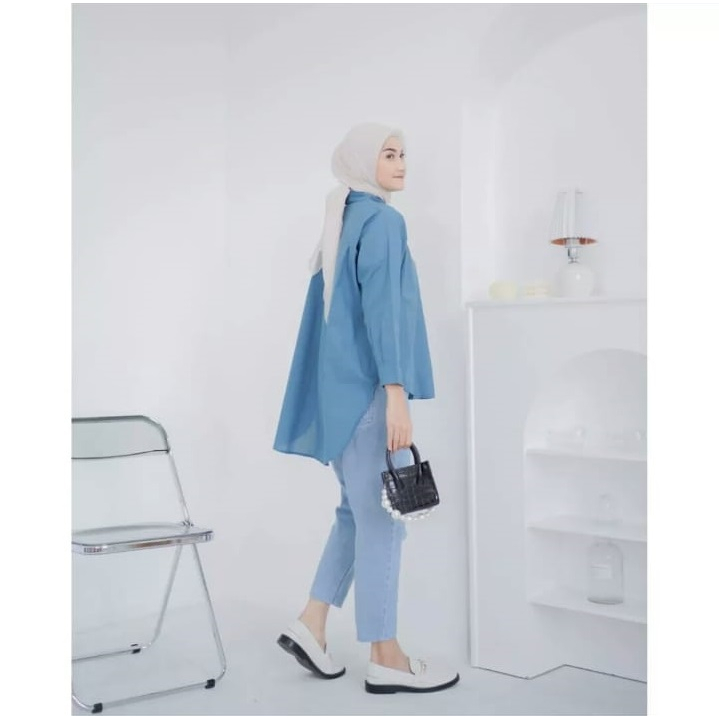 NAGITA TOP KEMEJA WANITA KEKINIAN RAYON POLOS TERBARU RAYON ADEM DAN JATUH