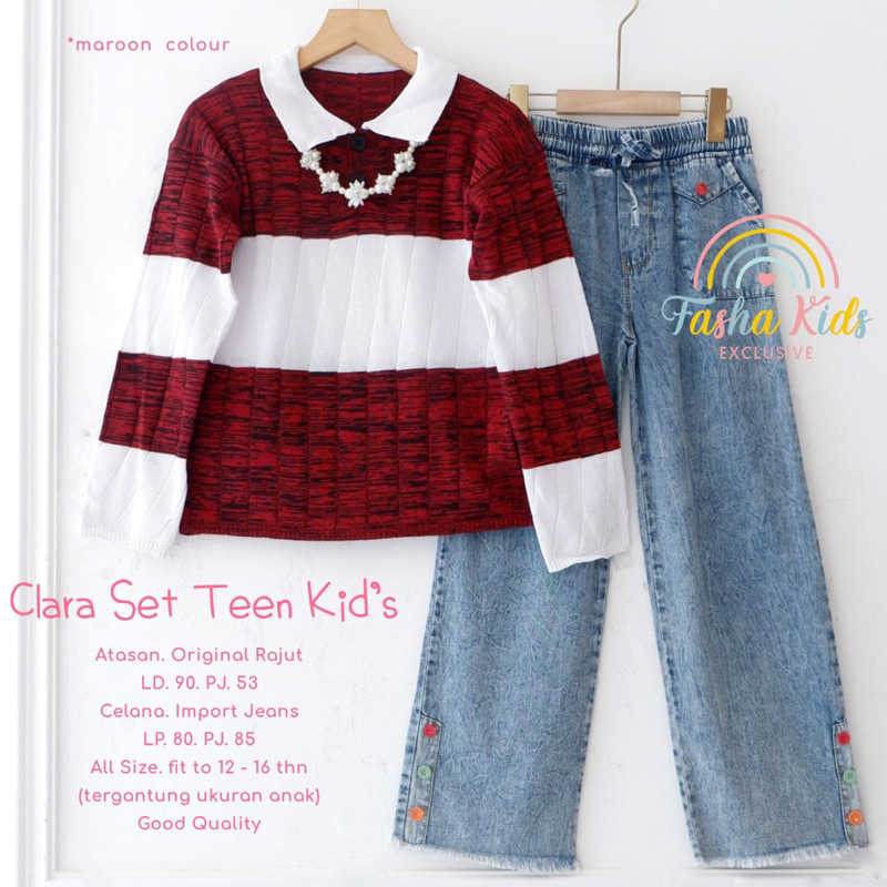 CLARA SET TEEN KIDS ORIGINAL BY FASHA SETELAN BAJU ANAK REMAJA PEREMPUAN USIA 12-17 TAHUN ONESET ANA