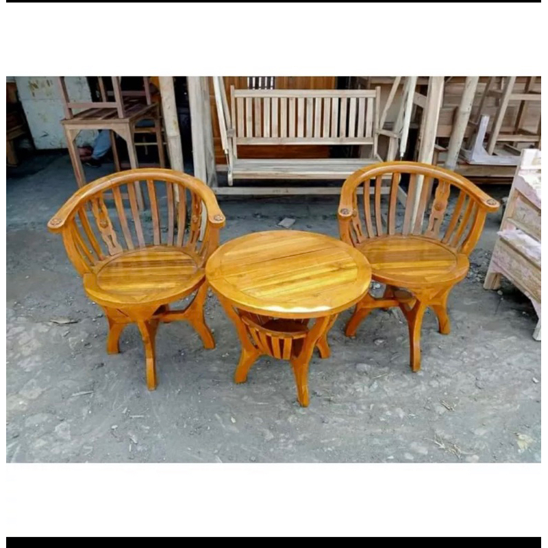 kursi teras kayu jati / kursi teras model mangkok