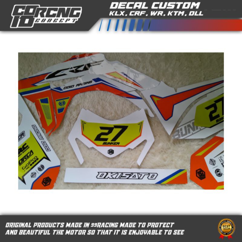 DECAL CRF PUTIH ORANGE KUNING