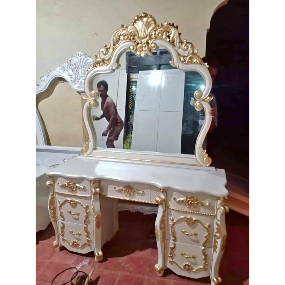 Meja Rias Tolet Kayu Jati Ukir Mewah Kuda Laut