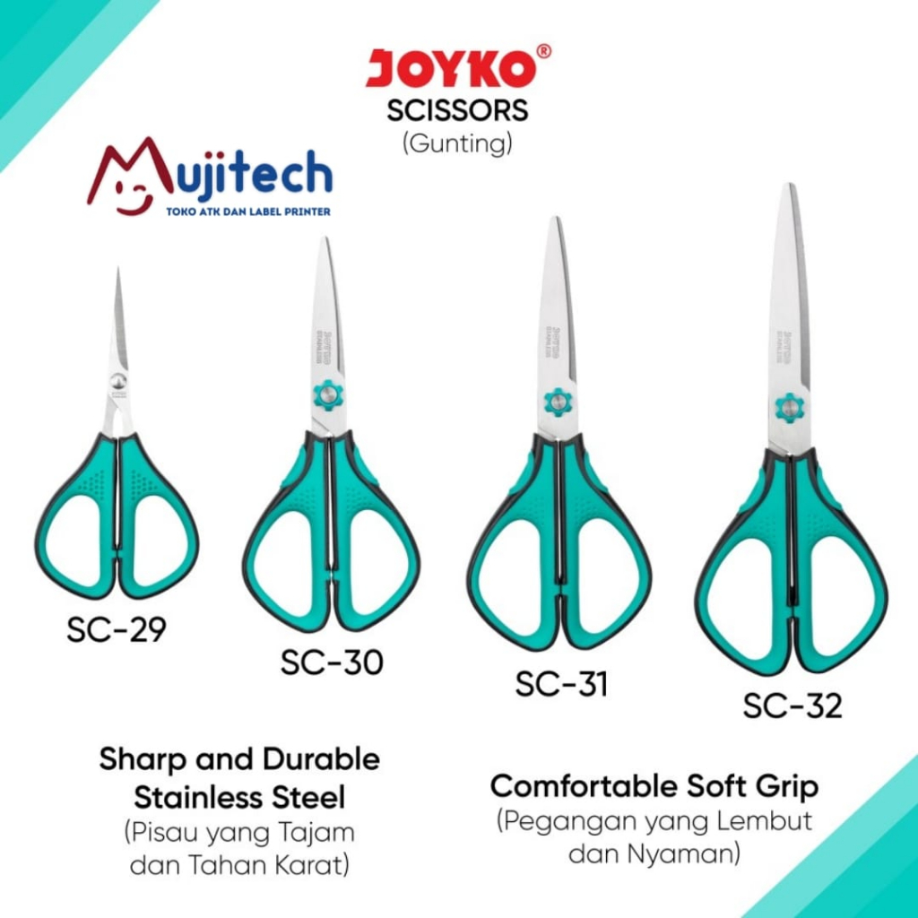 

JOYKO SCISSORS SOFT GRIP STAINLESS STEEL GUNTING SERBAGUNA KARDUS KAIN