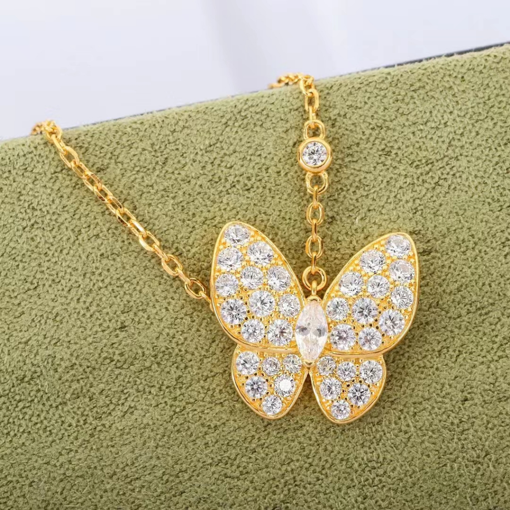 Van Cleef&Arpels vca full diamond butterfly necklace