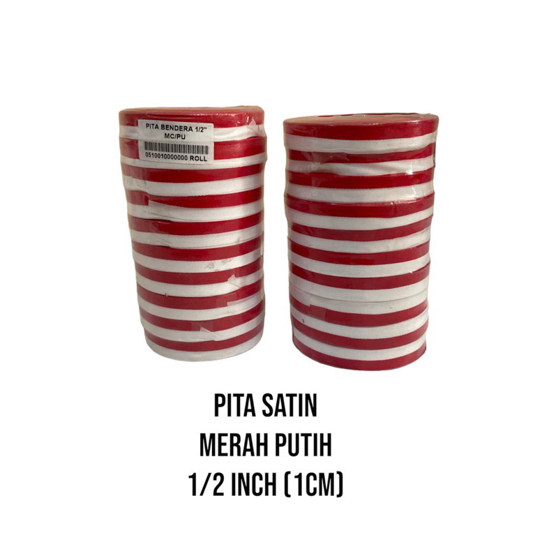

Pita kain merah putih uk.1/2 inch (1cm) satuan
