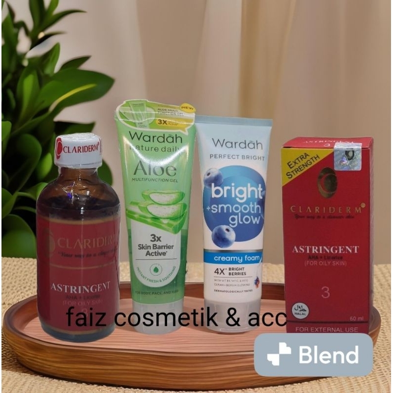 PAKET PEMUTIH YG AMAN DAN PERMANEN/ WARDAH ALOE VERA GEL, TONER CLARIDERM ASLI ORI,WARDAH CREAMY FOA