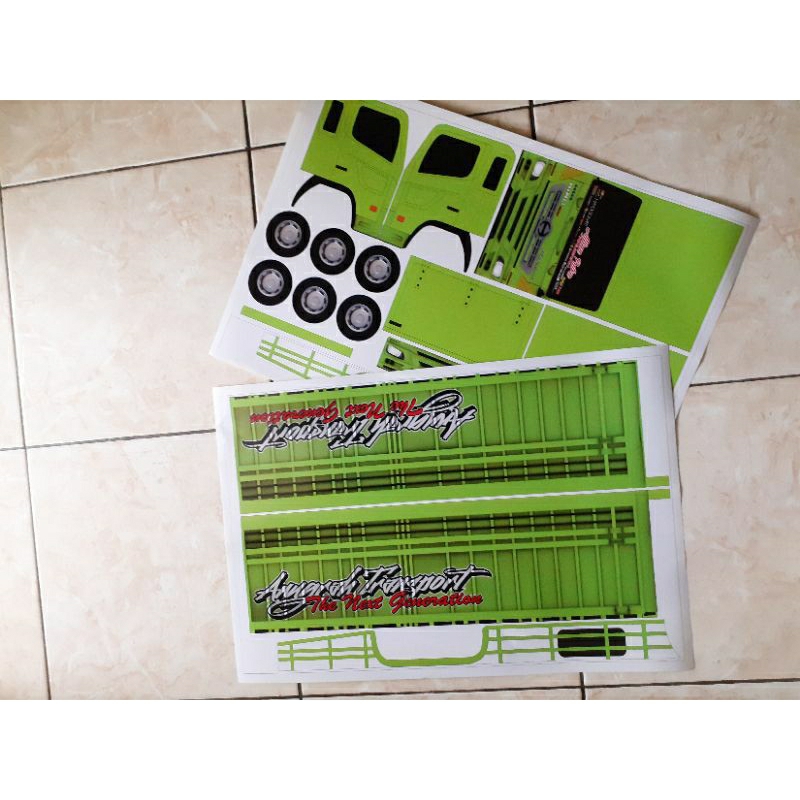 stiker truk miniatur super panjang 55 ada 2lembar buat satu truk harga paling murah