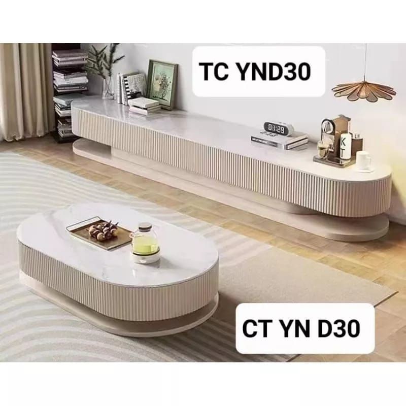 Set Meja Tamu Buffet TV Marmer Import D30