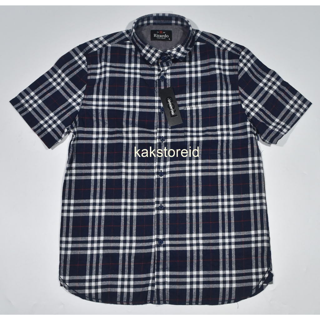 Kemeja Pria RICARDO Lengan Pendek Navy Motif LSE 03