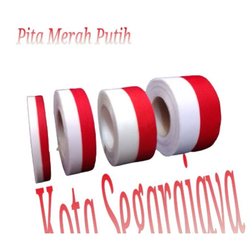 

Pita Merah Putih. Pita Bendera 1/2" & 1"inc 5yard