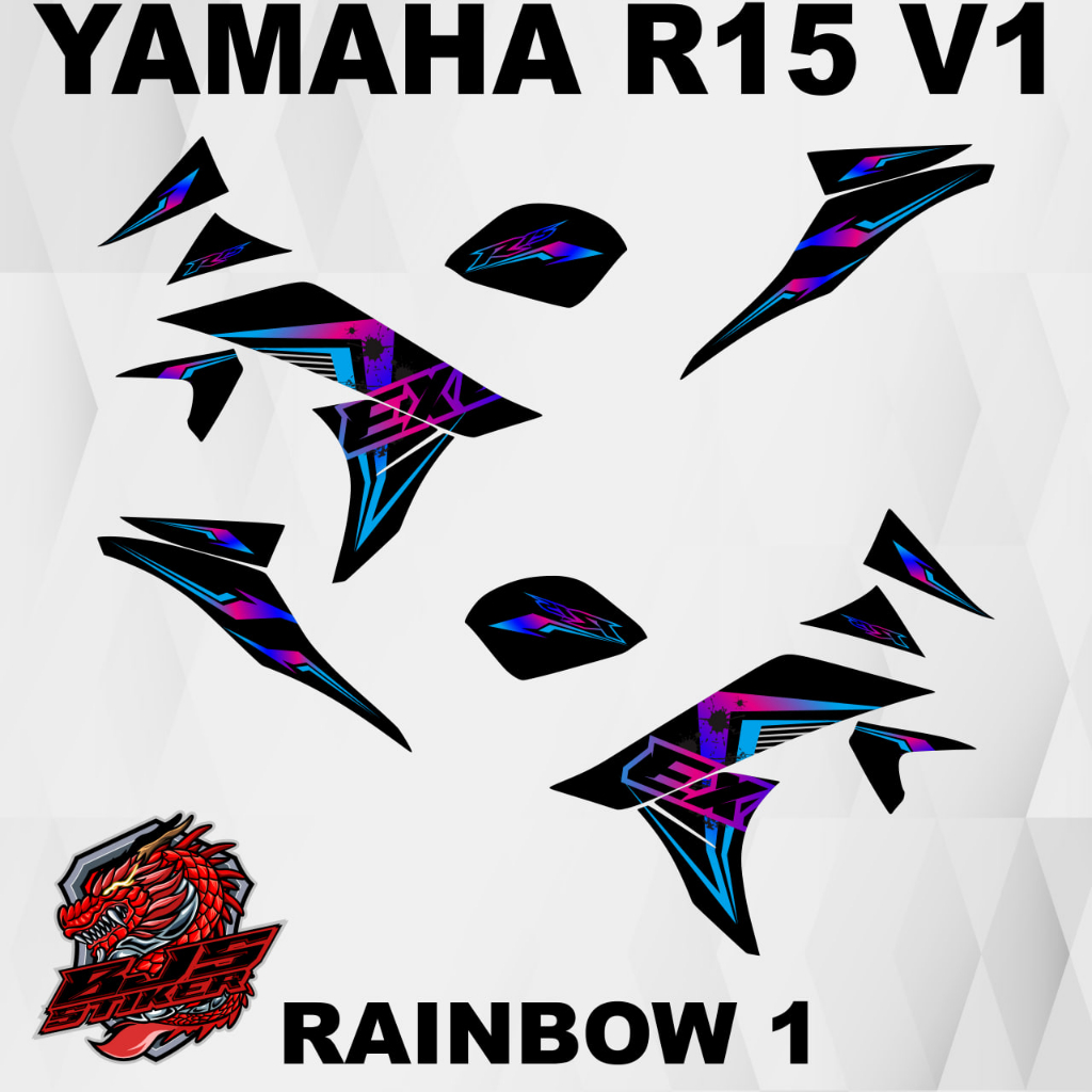 Striping R15 R 15 VERSI 1-2 - Stiker Decal R15 R 15 VERSI 1-2 RAINBOW 1