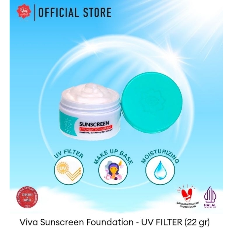 VIVA Sunscreen Foundation 22gr / Sunblock / Krim Tabir Surya BPOM