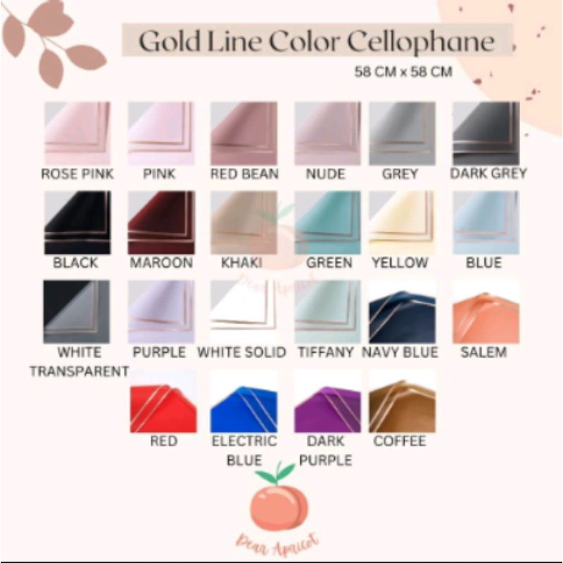 

20 Lembar Kertas Buket Cellophane List Gold