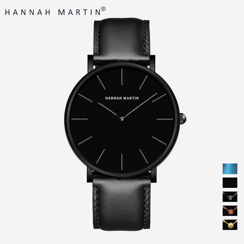 HANNAH MARTIN Jam Tangan Pria 100% Original Keren Sangat tipis Quartz COWOK Couple Kulit Anti Air Men Watch COD Laki Arloji Men Watch murah CH03+-CH03-HHH