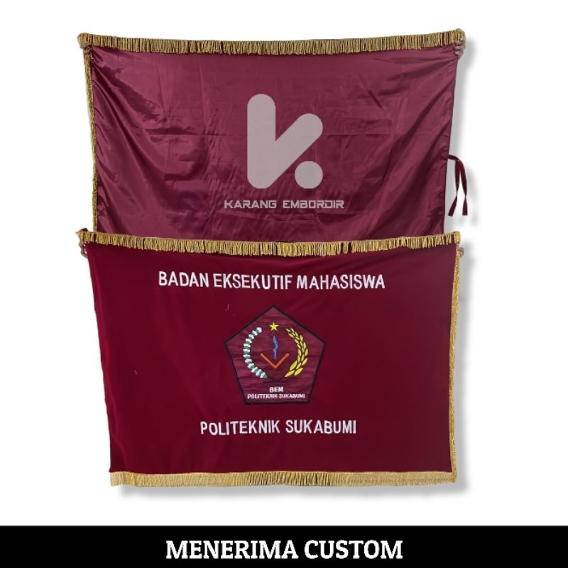 Bendera Pataka Bordir Satuan Custom Bahan Bludru
