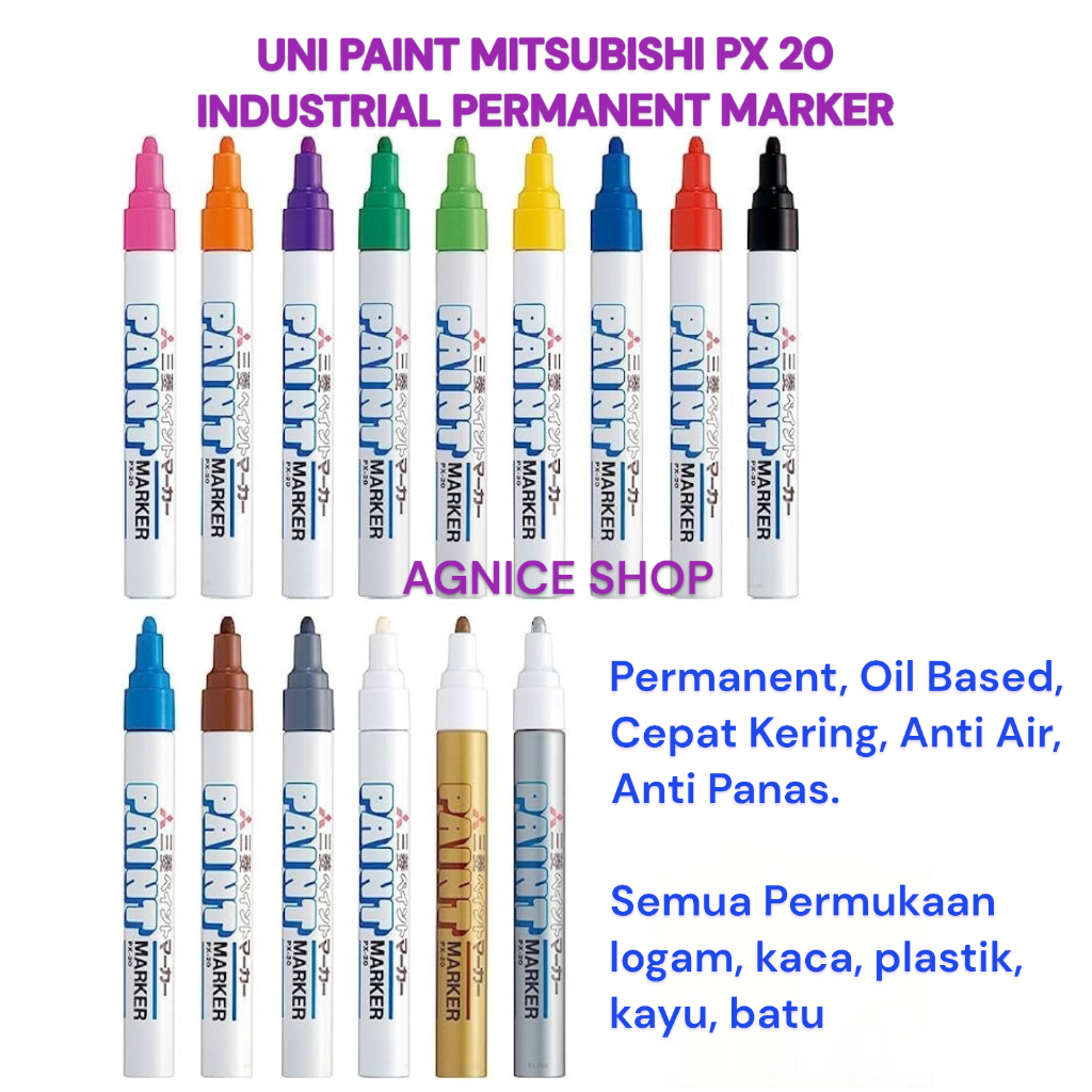 

mdn UNI PAINT Marker Mitsubishi PX-20 Spidol Permanent Oil Based