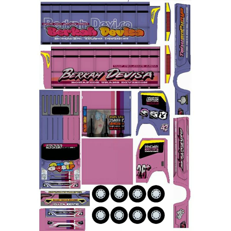 STIKER MINIATUR TRUK OLENG PANJANG 30/48CM,SETIKER TRUK OLENG PALING MURAH