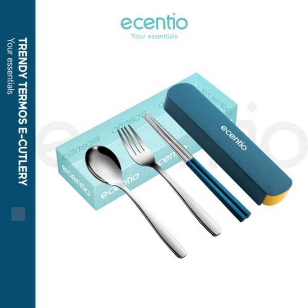 

Dijual ecentio 3pcs set alat makan garpu Sendok sendok garpu set stainless - Biru8701 Diskon