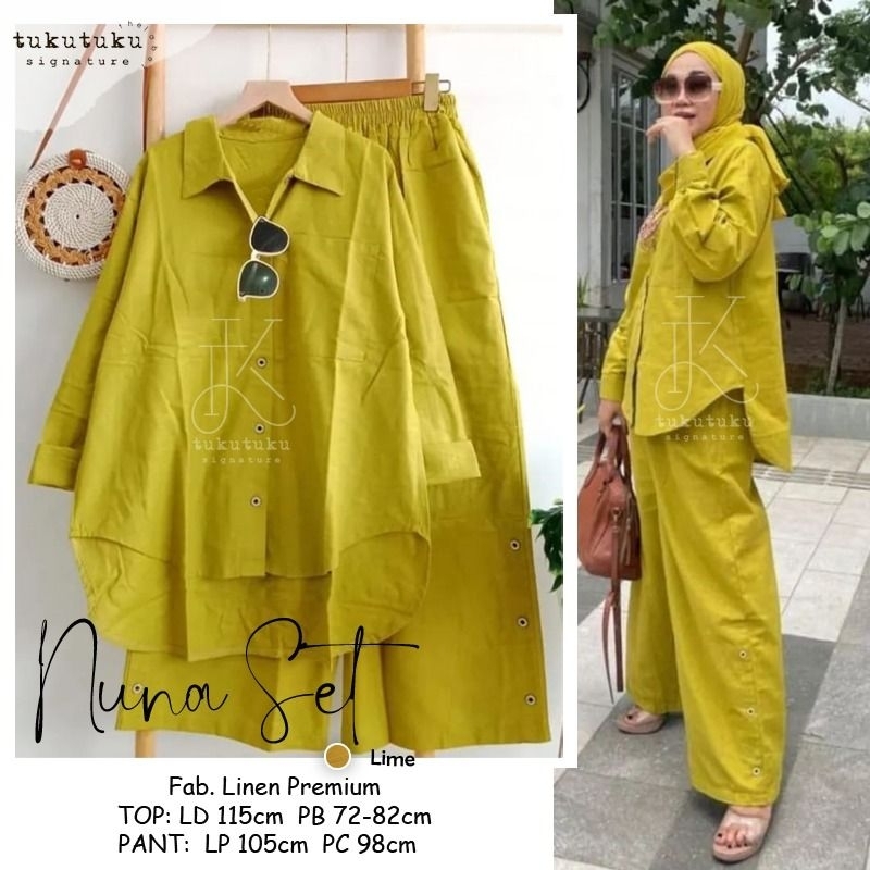 NUNA SET/ SETELAN BLOUSE TUNIK MIDI CELANA KULOT BY TUKU