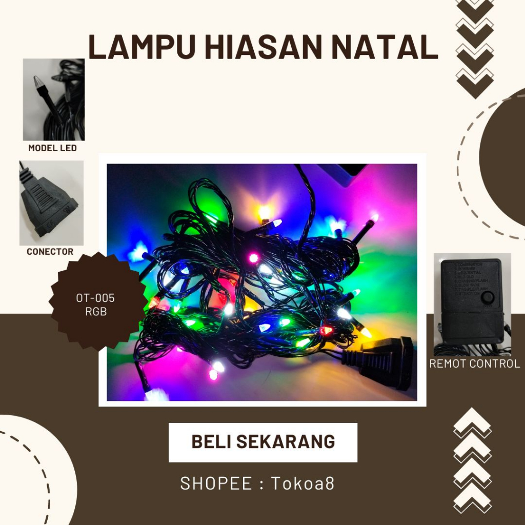 Evrydaygift Lampu Hias Natal/ Lampu Hias Agustusan/ Lampu Warna Warni Kabel Hitam