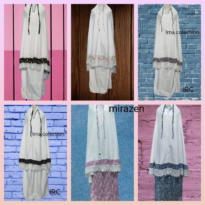 Mukena santri dewasa bawahannya polos katun micro/Jepang renda love