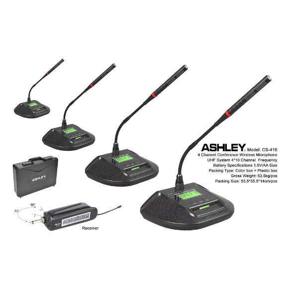 Mic Wireless 4 Mic Meja Podium Rapat Ashley CS 416 CS416 Original