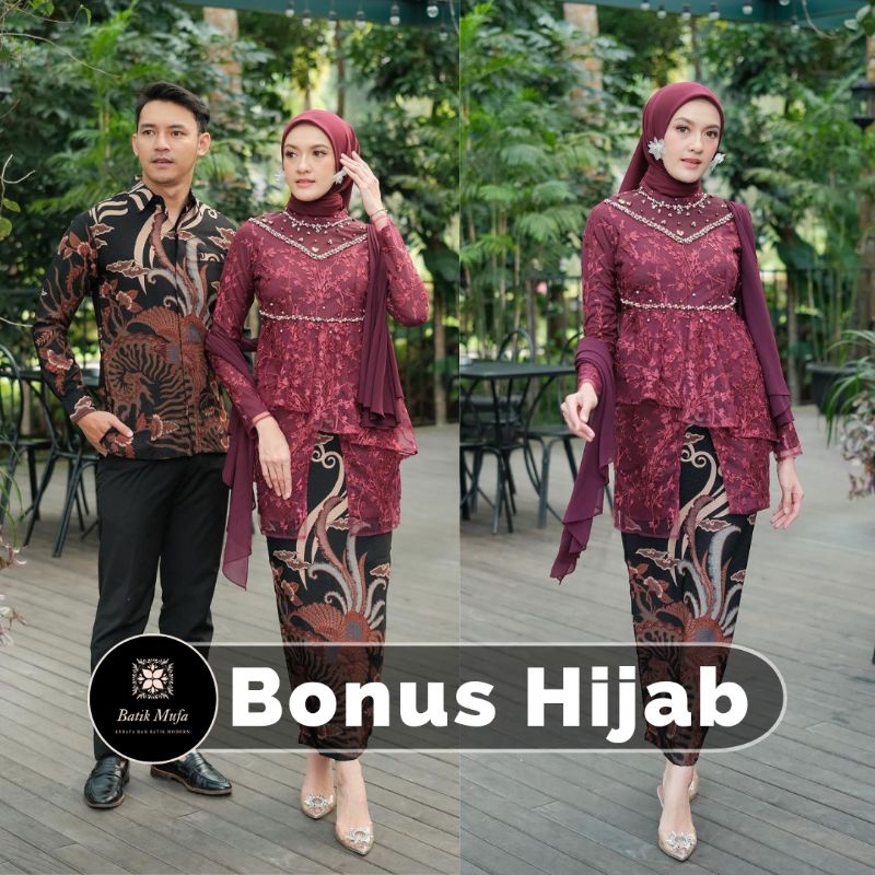 SET COUPLE KALUNA MAROON - KEBAYA MODERN KEBAYA LAMARAN KEBAYA TUNANGAN KEBAYA WISUDA TERBARU