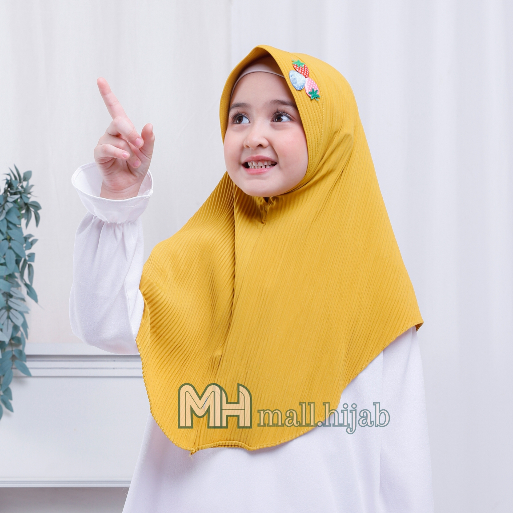 Jilbab Naqita Kids Strawberry Syria Plisket Jersey / Jilbab Anak Isma/ Jilbab anak plisket lucu mura