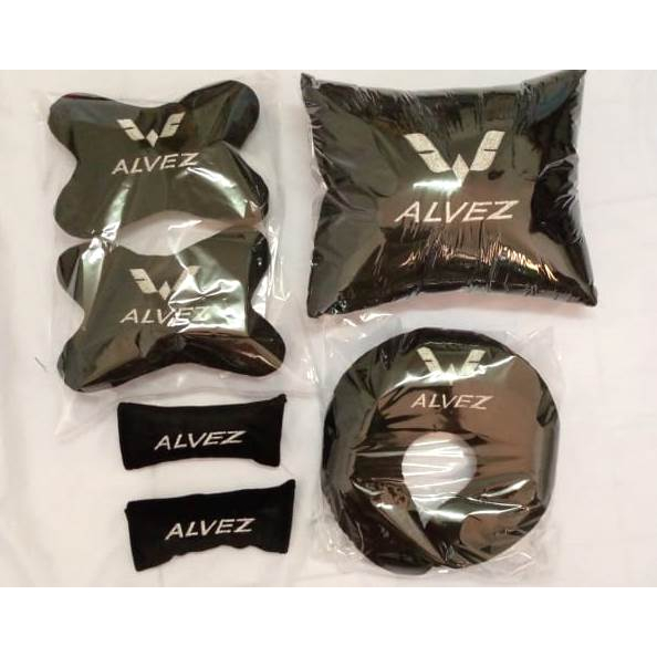 Bantal mobil carset 4 in 1 aksesoris variasi interior headrest alas jok custom Wuling Alvez