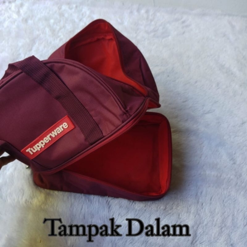 Tas bekal CNC Double Bag Motif polos ( Zipper bunga es )