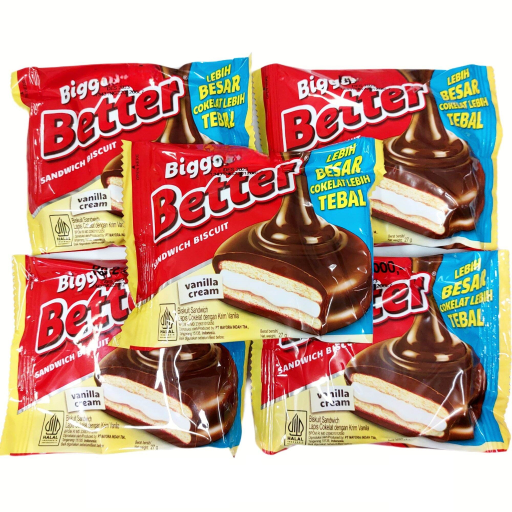 

( Satu Pack isi 10 ) Better Bigger - Biscuit Sandwich Cream Vanila Rencengan 27gr