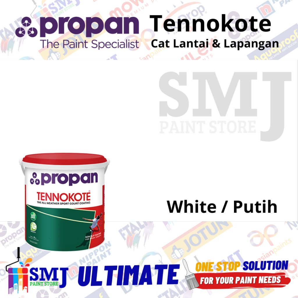 Cat Lapangan Basket, Tennis, Badminton, Futsal PROPAN TENNOKOTE Warna Putih White 5kg