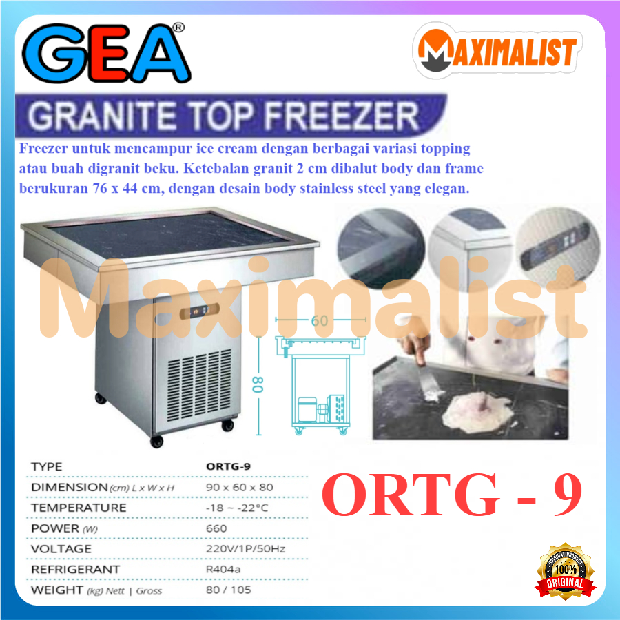 GEA ORTG-9 Granite Top Freezer / Freezer Mencampur Ice Cream dengan Toping / Mesin Pembuat Ice Cream
