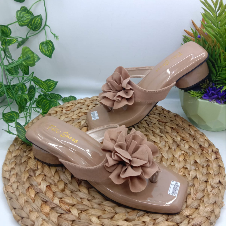 Sandal Wanita Flowies Sandal Korean Jepit Bunga Cantik Hak Bulat BCK-05